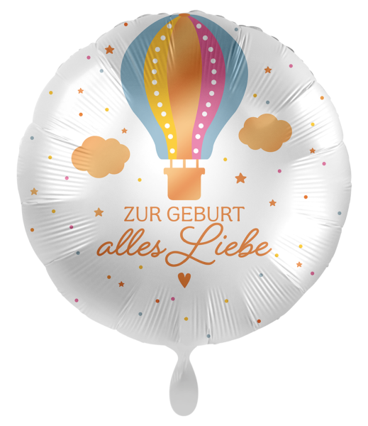 Folienballon - Zur Geburt alles Liebe, Heißluftballon - ø 43cm
